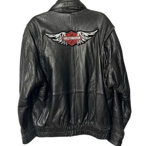 Harley-Davidson Black Leather Bomber Jacket